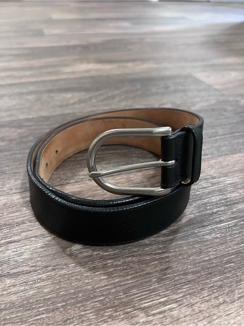 COACH Black Genuine Leather Men's Belt with Silver Buckle size 32/80 M11